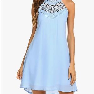 Light Blue Halter Wedding Guest Dress
